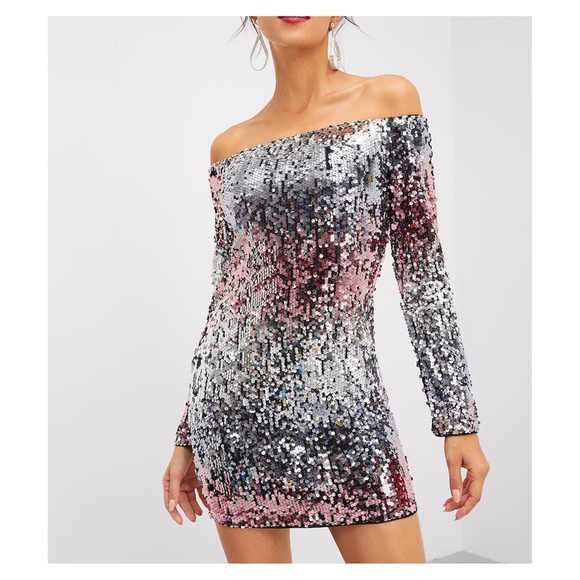 MBM Unlimited Dresses & Skirts - Silver Pink Ombre Bodycon Sequin Cocktail Dress